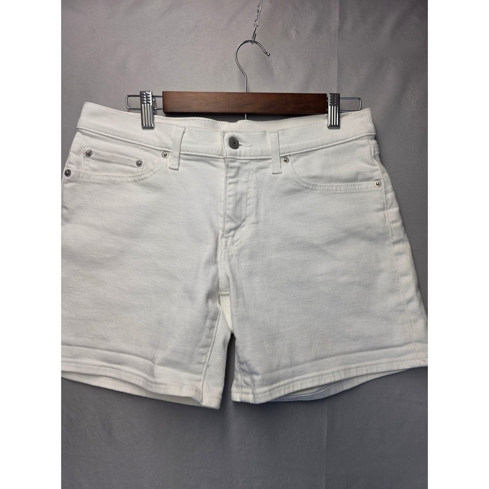 Levis White Denim Stretch Shorts Womens Size 30 Five Pocket Casual Classic